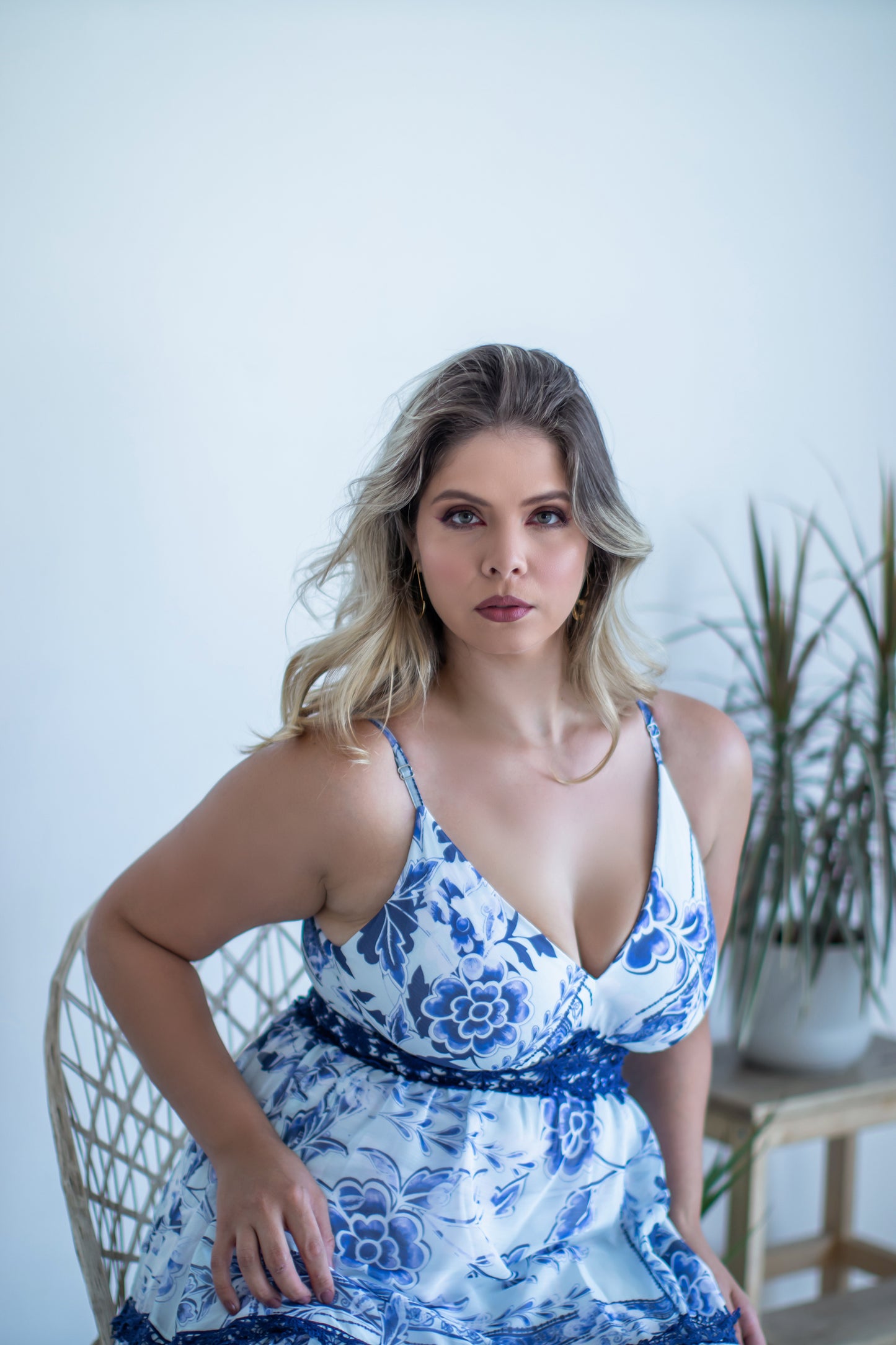 AVERY Blue Floral Romantic Tiered Maxi Dress