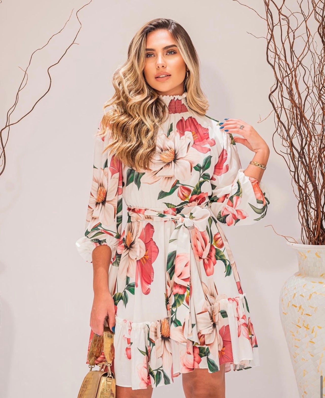 CINDY Floral Long Sleeve Mini Dress - FINAL SALE