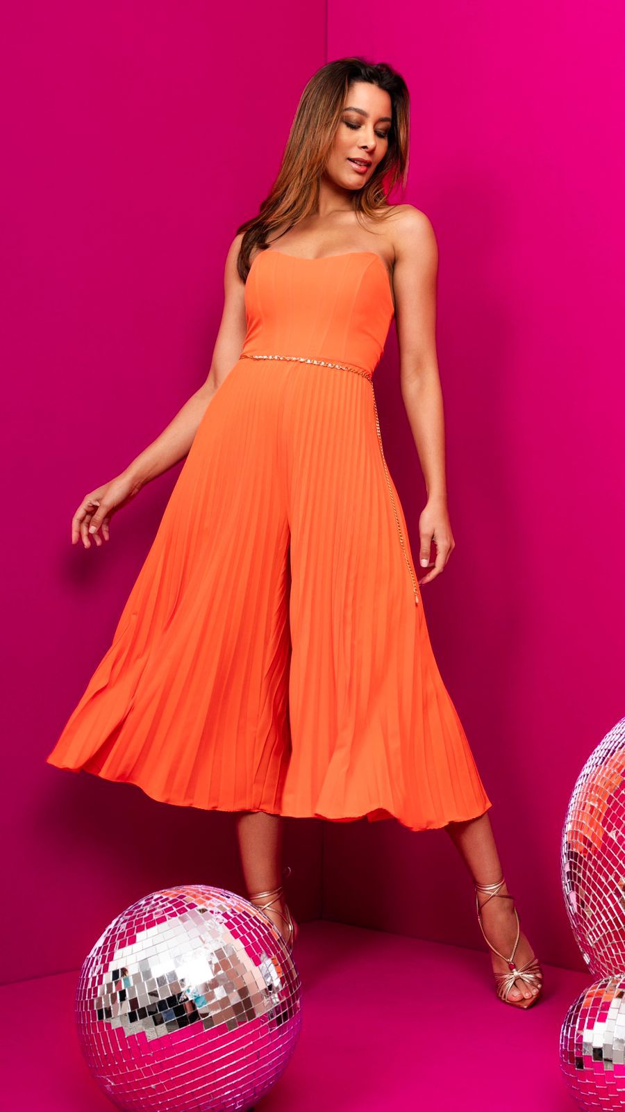 ELIZA Strapless Pleated Jumpsuit