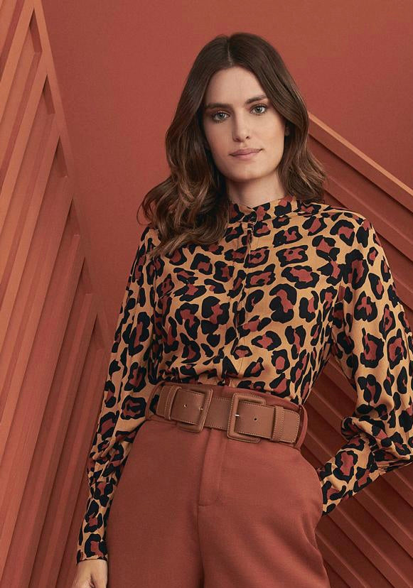 MELINE Elegant Animal Print Long Sleeve Blouse - FINAL SALE