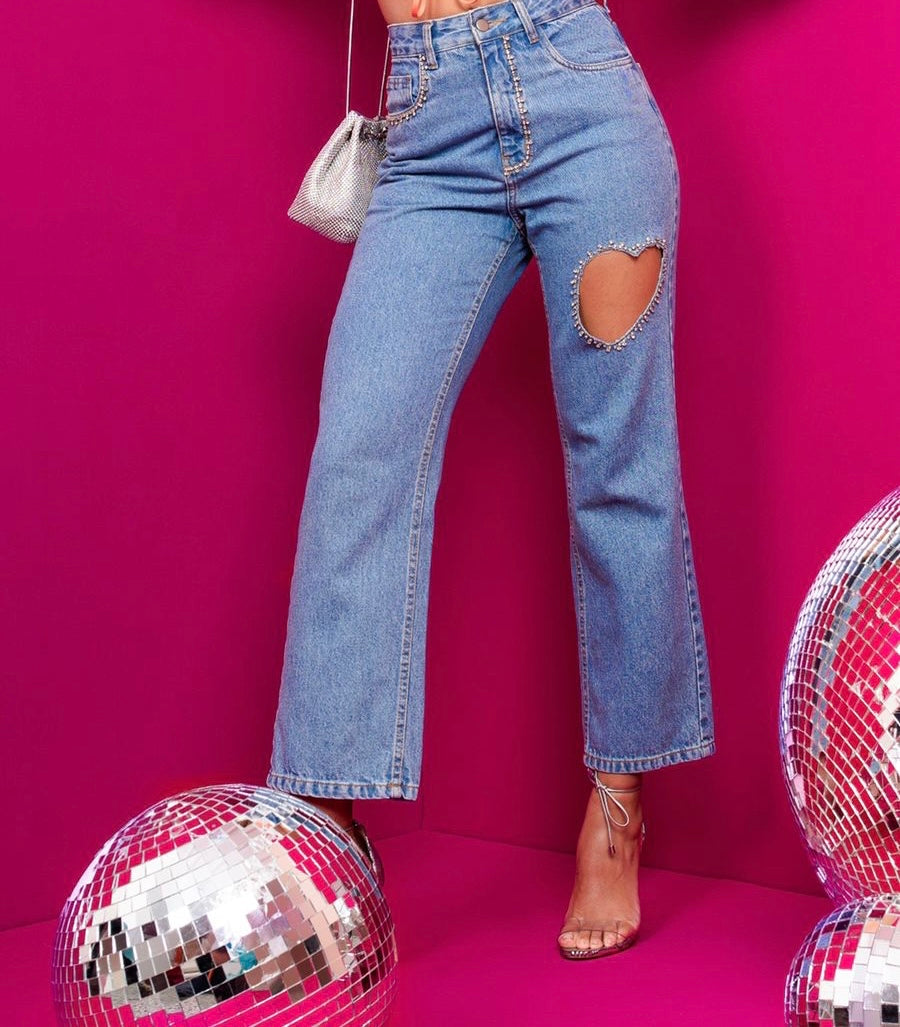 RUTH Heart Shaped Cut Out Denim