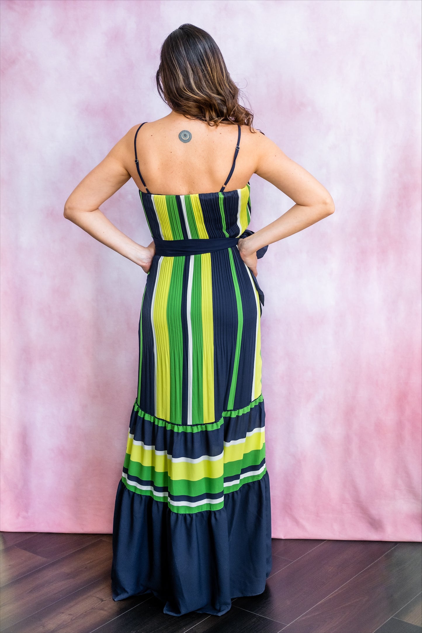 SAMANTHA Striped Spaghetti Tiered Maxi Dress - FINAL SALE