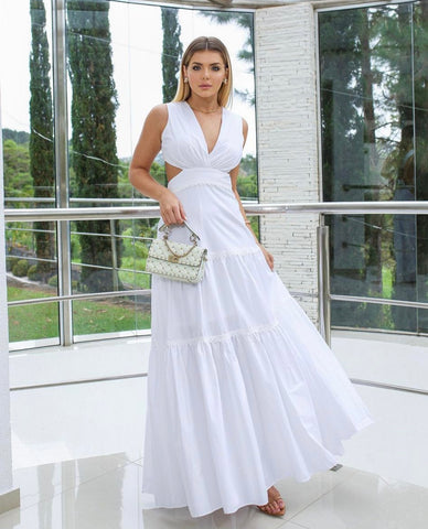 VIRGINIE Side Cutout Tiered Maxi Dress - FINAL SALE
