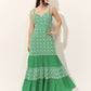 AURORA Embroidered Floral Pattern Tiered Maxi Dress