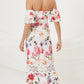 ELLA Floral Print Shoulder-to-Shoulder Maxi Dress