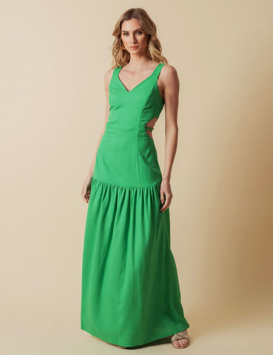 MADISON V-Neck Sleeveless Linen Maxi Dress