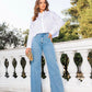 ANGEL Cropped White Button-down Shirt