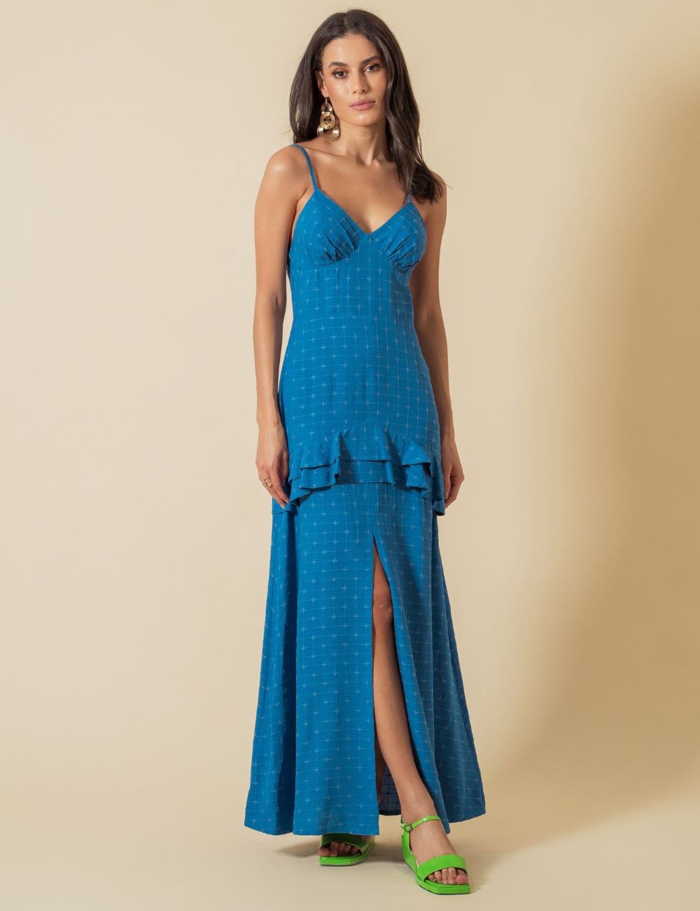 CARLY Embroidered Structured Maxi Dress