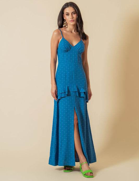 CARLY Embroidered Structured Maxi Dress