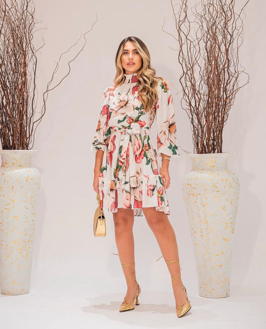 CINDY Floral Long Sleeve Mini Dress - FINAL SALE