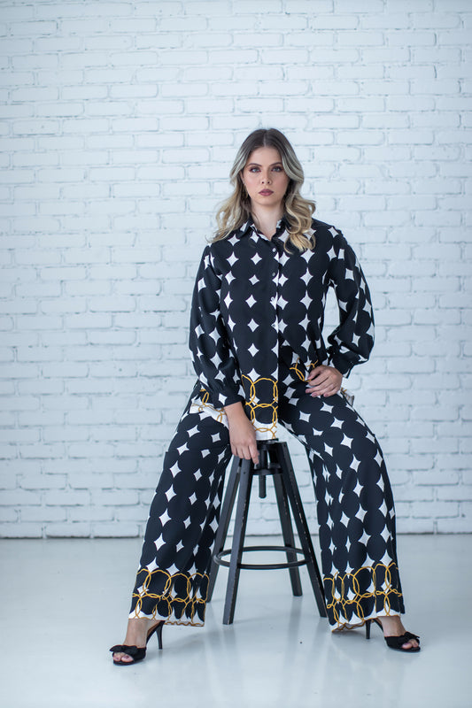EDITH Vintage Print Flare Pants