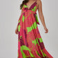 GRACE Tropical Backless Halter Neck Plunge Maxi Dress - FINAL SALE