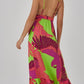 GRACE Tropical Backless Halter Neck Plunge Maxi Dress - FINAL SALE