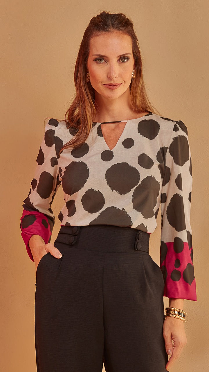 HANNAH Deconstructed Polka Dot Blouse