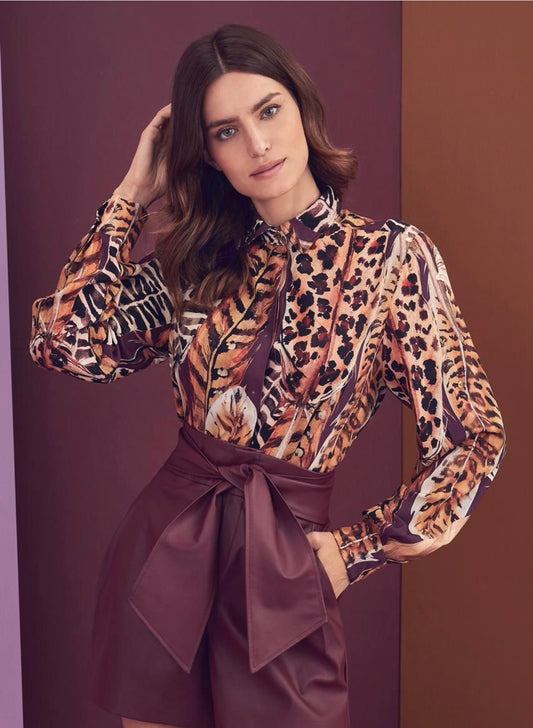 JEANNE Animal Print Long Sleeve Blouse - FINAL SALE