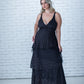 LOLA Eyelet V-Neck Layered Maxi Dress