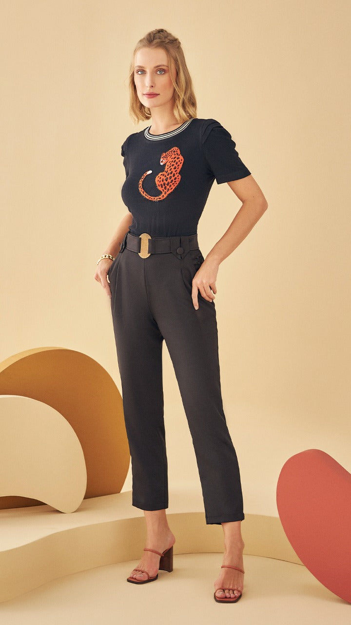 MARCELA High Waist Black Carrot Trouser Pants