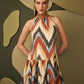 MAXINE Abstract Print Halter Tiered Mini Dress