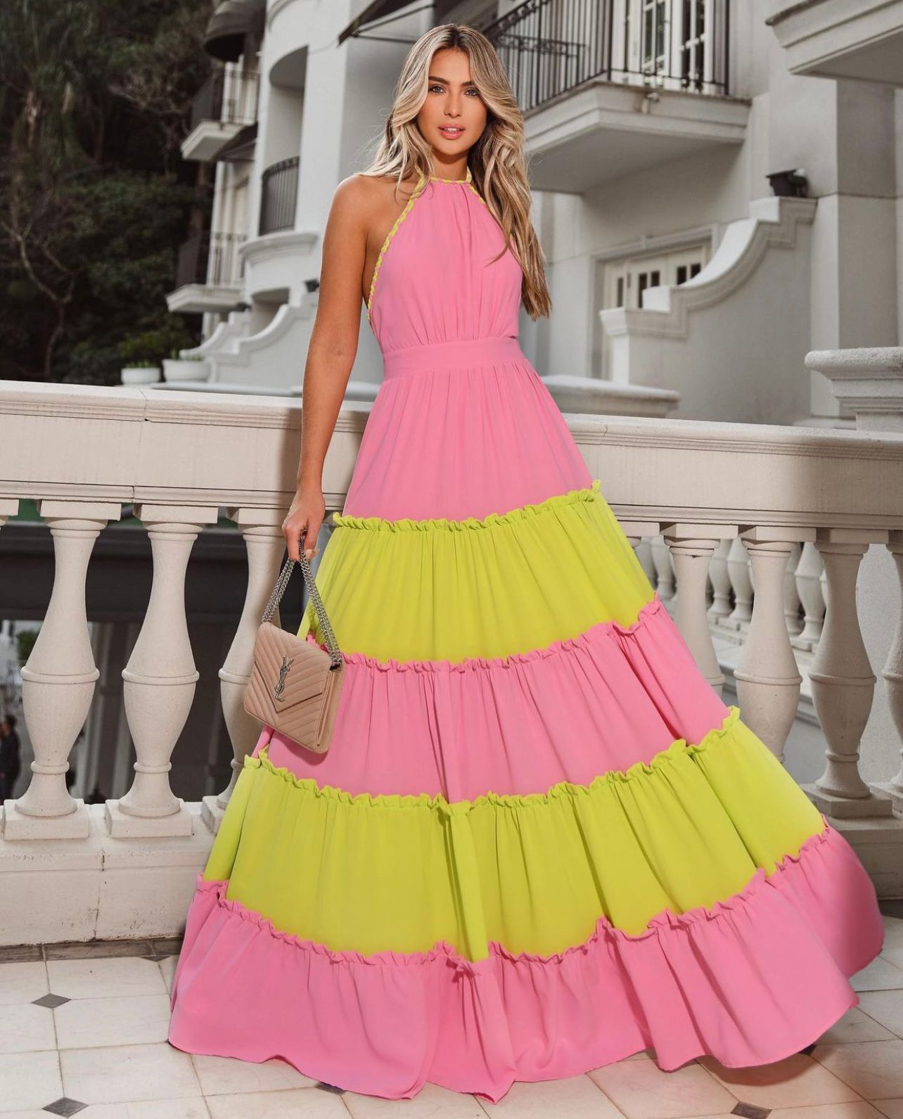 MEGAN Tiered Halter Maxi Dress