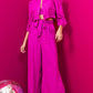 URSULA Three-Piece Set Cropped Top + Long Sleeve Blouse + Flare Pants