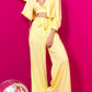 URSULA Three-Piece Set Cropped Top + Long Sleeve Blouse + Flare Pants