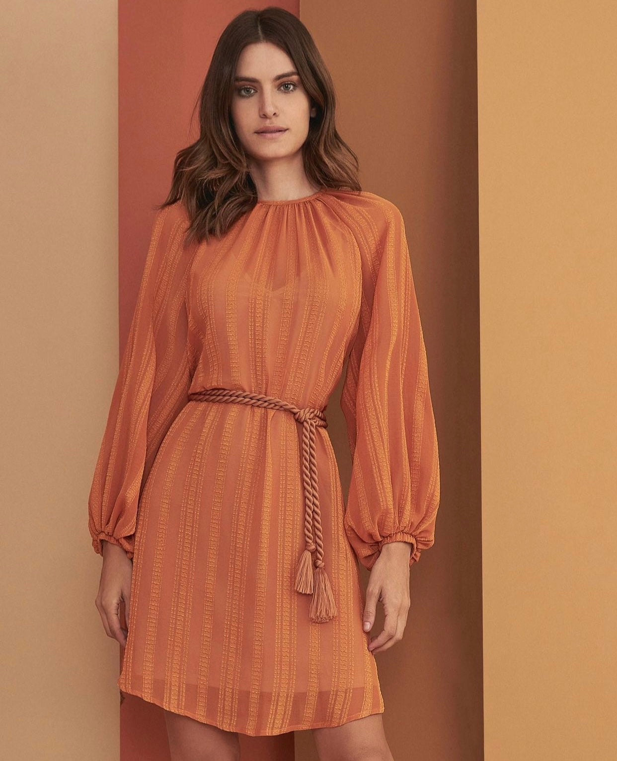 NOEMI Boho Sheer Rope Belted Mini Dress - FINAL SALE