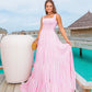 OLIVIA Square-Neck Striped Tiered Maxi Dress - FINAL SALE