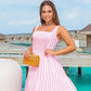 OLIVIA Square-Neck Striped Tiered Maxi Dress - FINAL SALE