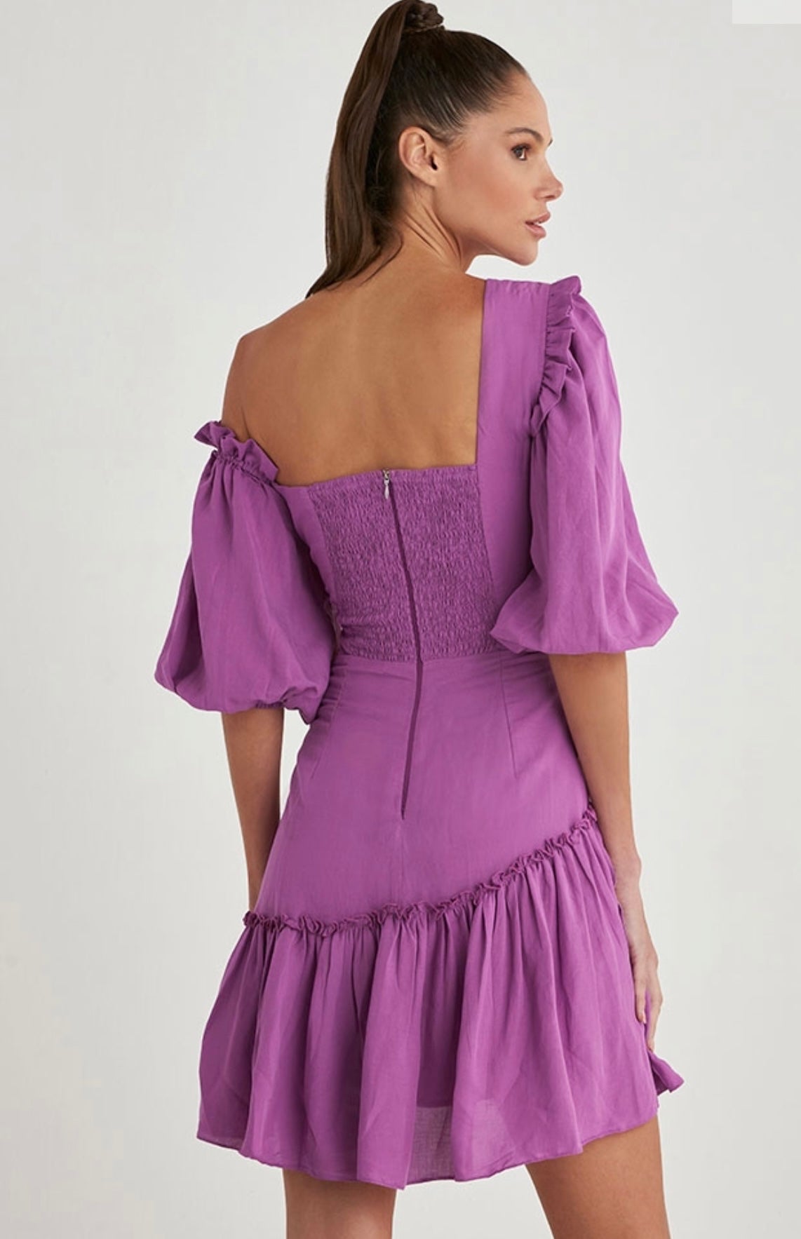 PIPER One-Shoulder Puff Sleeve Mini Dress - FINAL SALE