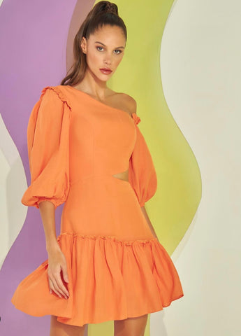 PIPER One-Shoulder Puff Sleeve Mini Dress - FINAL SALE