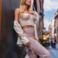 REBECCA Sequin Flare High-Waisted Pants