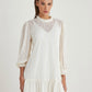 VALENTINE Ruffled Neck Bishop Sleeves Sheer Off-White Mini Dress - FINAL SALE