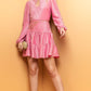 VICTORIA Shimmery Long Sleeve Tiered Mini Dress